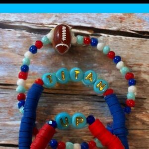 NFL - Titans team / slogan -TITAN -UP bracelet set.( new handmade )